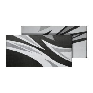 Faulkner Patio Mat – Summer Waves Design, Black (8' x 16')