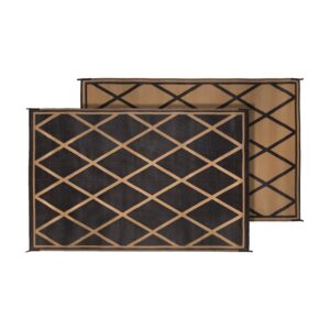 Faulkner Multi Purpose Patio Mat – 20ft x 8ft (Black/Beige Diamond Design)