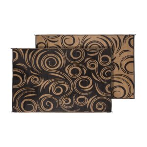 Faulkner Multi Purpose Patio Mat – 12ft x 9ft (Black/Beige Swirl Design)
